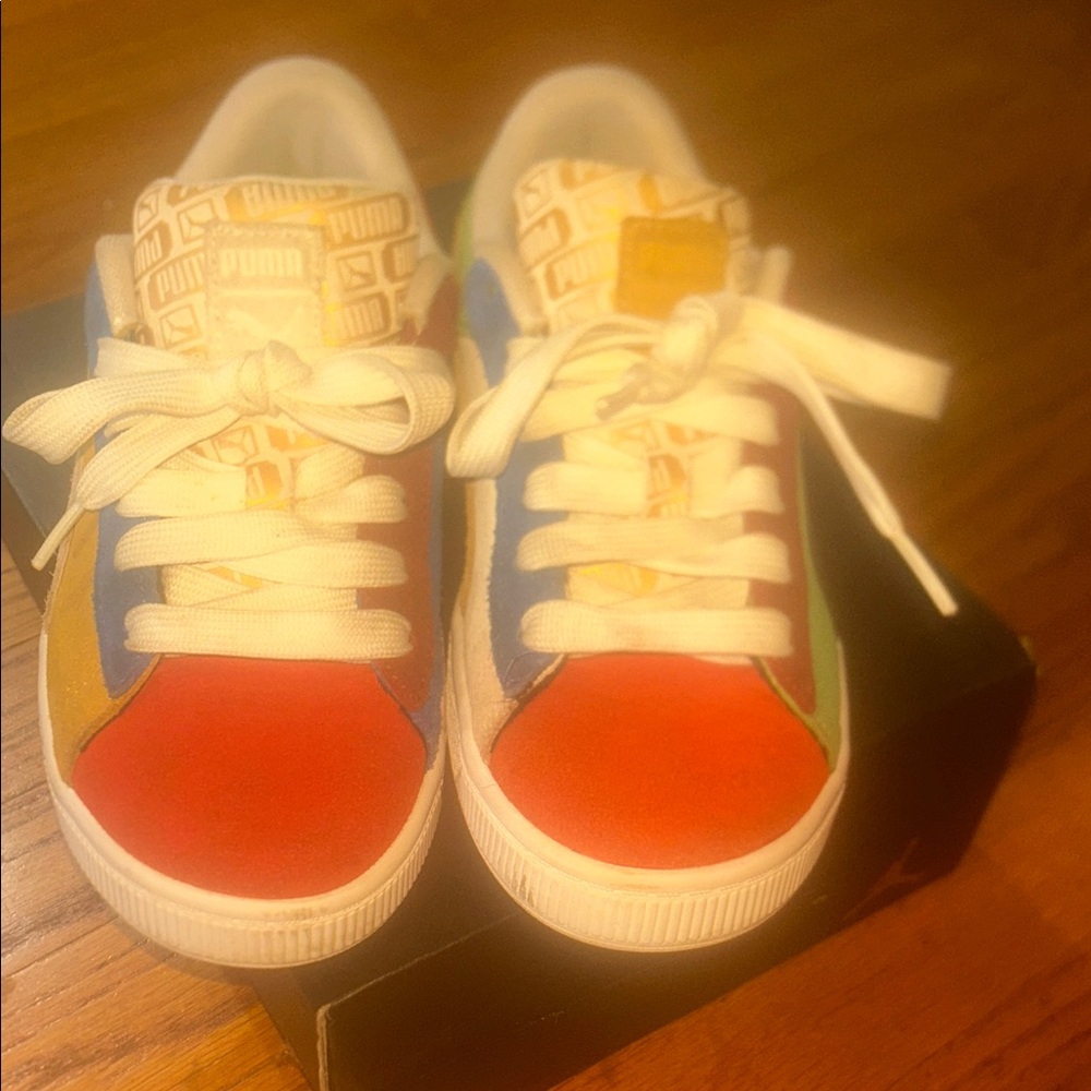 Puma Kids Red and Blue Sneakers